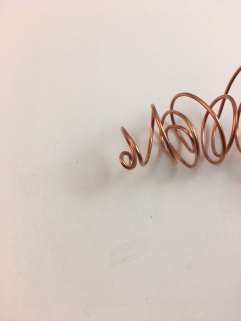 Karen Meador, Ph.D.'s Hammered Chaos Necklace - , Contemporary Wire Jewelry, Coiling, Coiling Wire, Wire Coiling, Crocheting, Loops, Wire Loop, Wrapped Wire Loop, Spirals, Wire Spiral, Spiral Wire Wrap, Cut 45 of 16g wire.